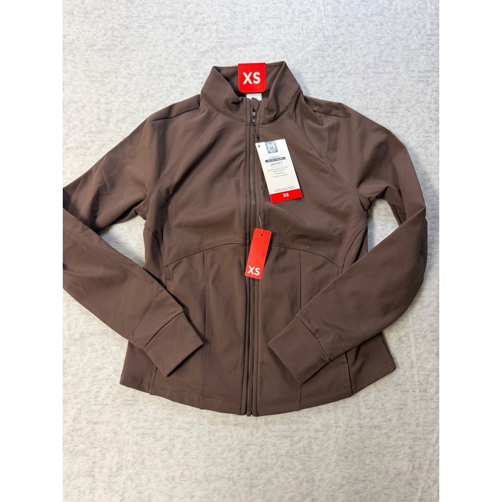 Members Mark Womens Extra-Warm Jacket Brown Full Zip Thumbholes XS NEW